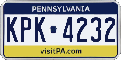 PA license plate KPK4232