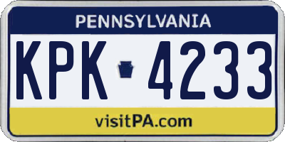 PA license plate KPK4233