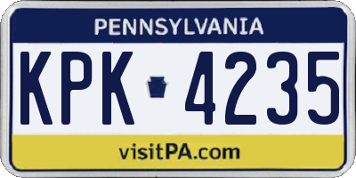 PA license plate KPK4235