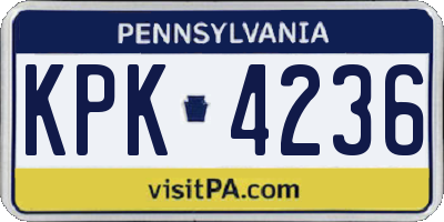 PA license plate KPK4236