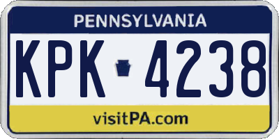 PA license plate KPK4238