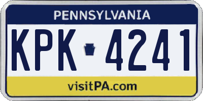 PA license plate KPK4241