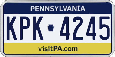 PA license plate KPK4245