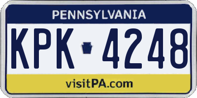 PA license plate KPK4248