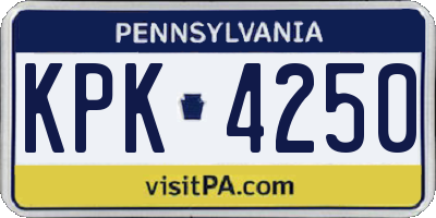 PA license plate KPK4250