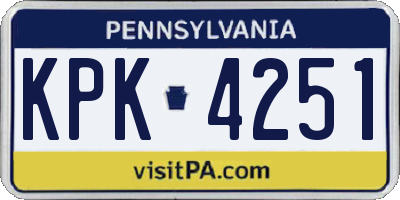 PA license plate KPK4251