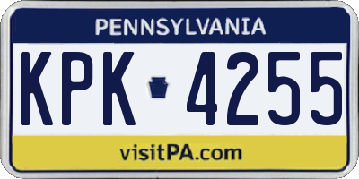 PA license plate KPK4255