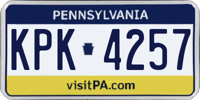 PA license plate KPK4257