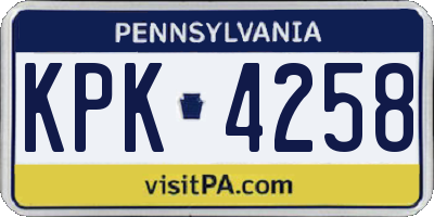 PA license plate KPK4258