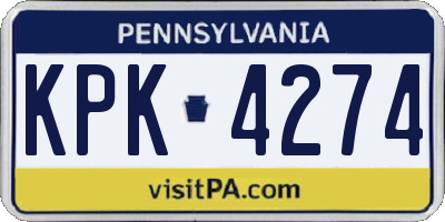 PA license plate KPK4274