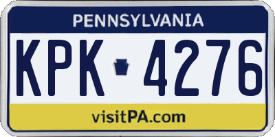 PA license plate KPK4276