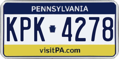 PA license plate KPK4278