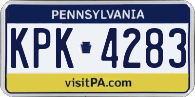 PA license plate KPK4283