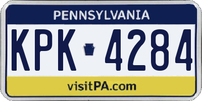 PA license plate KPK4284