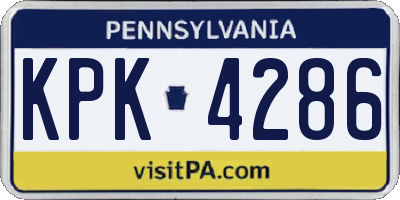PA license plate KPK4286