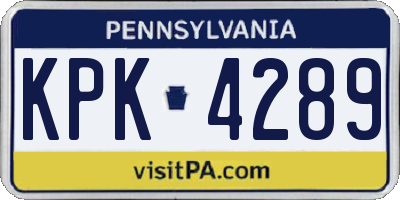 PA license plate KPK4289