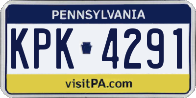 PA license plate KPK4291