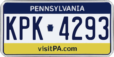 PA license plate KPK4293