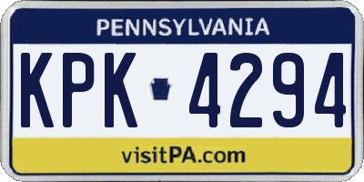 PA license plate KPK4294