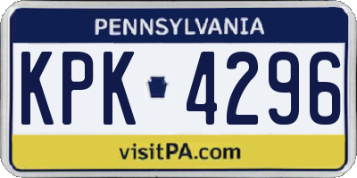 PA license plate KPK4296