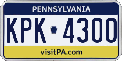PA license plate KPK4300