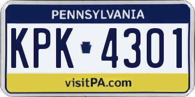 PA license plate KPK4301