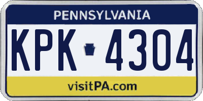 PA license plate KPK4304
