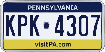 PA license plate KPK4307