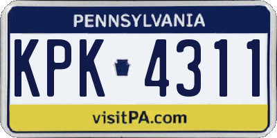 PA license plate KPK4311