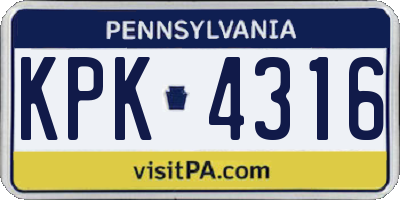 PA license plate KPK4316