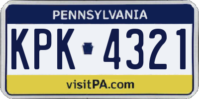 PA license plate KPK4321