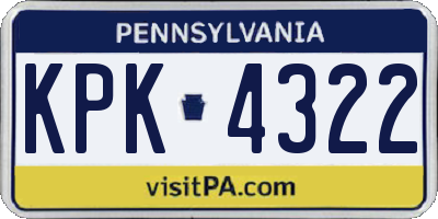 PA license plate KPK4322