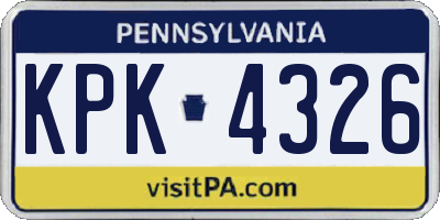 PA license plate KPK4326