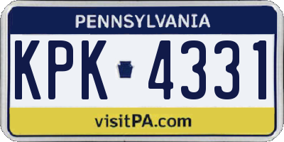 PA license plate KPK4331