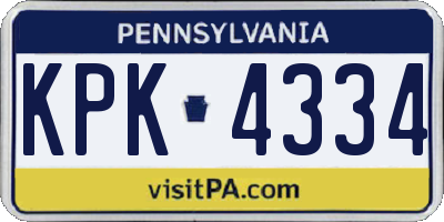 PA license plate KPK4334