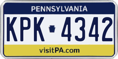 PA license plate KPK4342