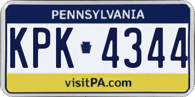 PA license plate KPK4344