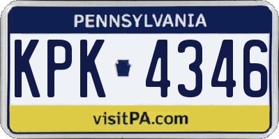 PA license plate KPK4346