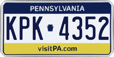 PA license plate KPK4352