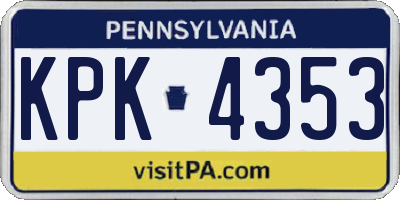 PA license plate KPK4353
