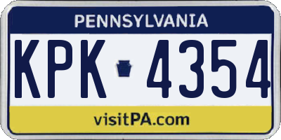 PA license plate KPK4354
