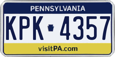 PA license plate KPK4357