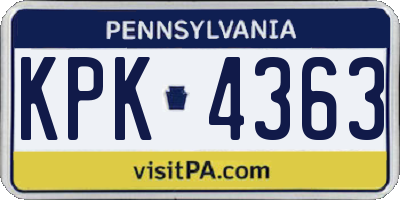 PA license plate KPK4363