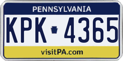 PA license plate KPK4365