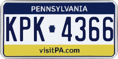 PA license plate KPK4366