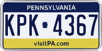 PA license plate KPK4367