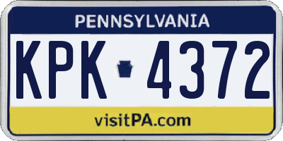 PA license plate KPK4372