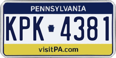 PA license plate KPK4381