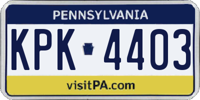 PA license plate KPK4403