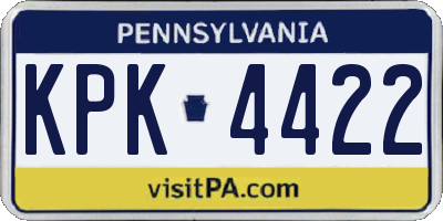 PA license plate KPK4422